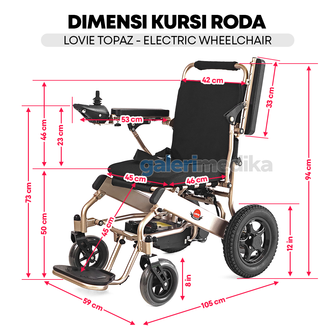 Kursi Roda Travel Elektrik Aluminium Lovie Topaz