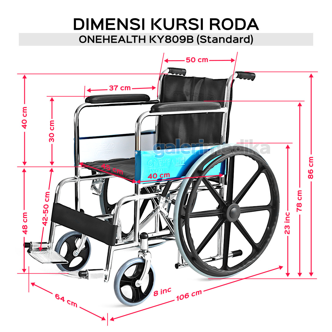 Kursi Roda Standar OneHealth KY809B Steel