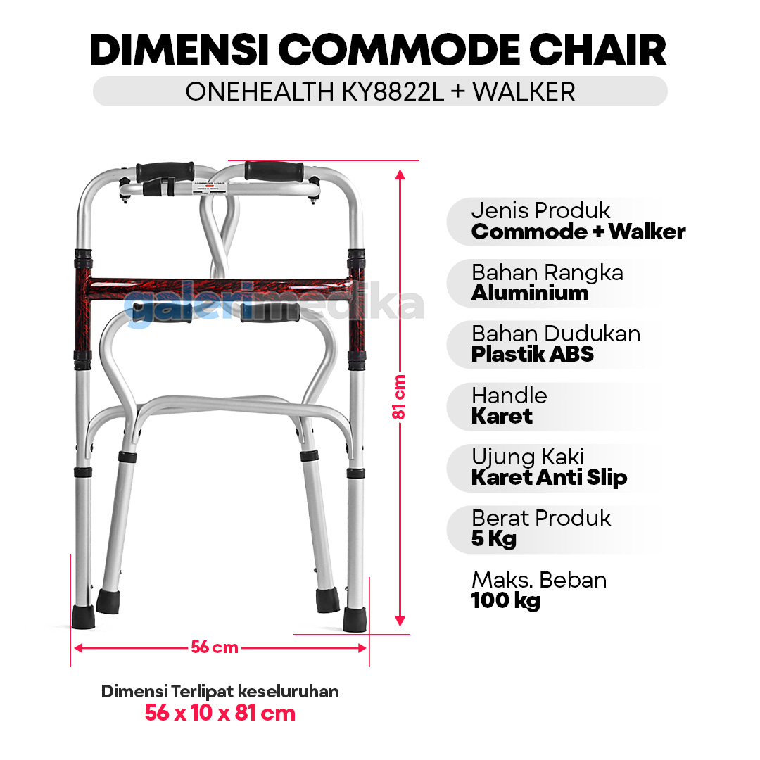 Commode Chair OneHealth KY-822L + Walker