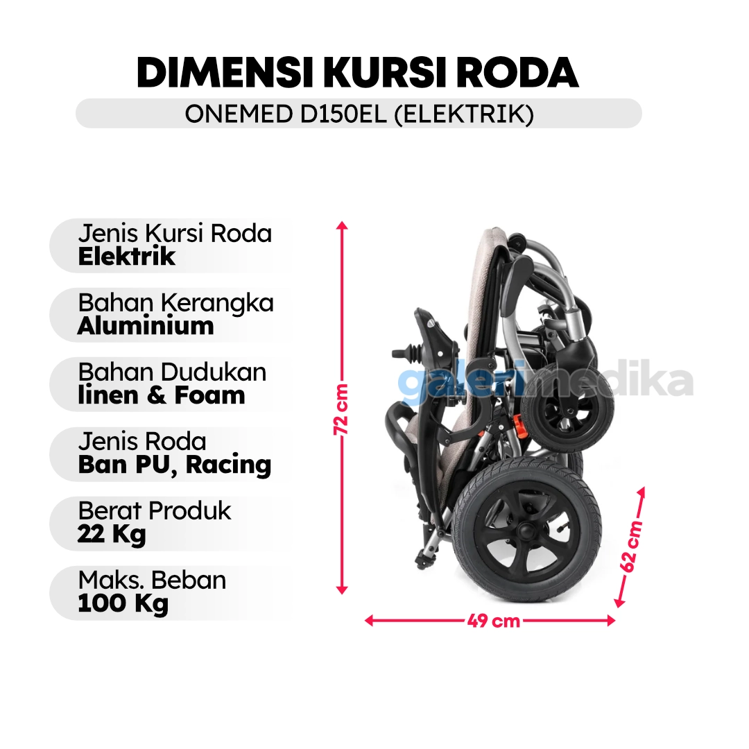 ONEMED D150EL Kursi Roda Listrik Elektrik Travelling Lipat PREMIUM ONEMED D150EL Kursi Roda Listrik Elektrik Travelling Lipat PREMIUM