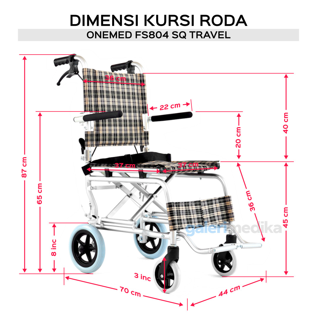 Kursi Roda Travel Onemed FS804L SQ FREE Tas Jinjing