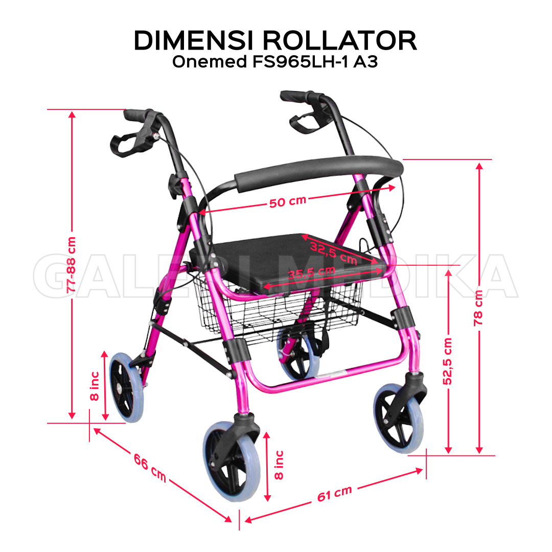 Rollator Onemed FS965LH-1 A3 Alat Bantu Jalan