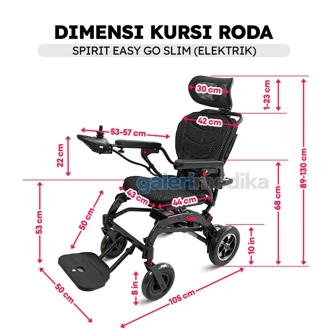 SPIRIT Kursi Roda Travel Elektrik EASYGO SLIM + Handle & Hedrest Brushless Motor & Lithium Battery SPIRIT Kursi Roda Travel Elektrik EASYGO SLIM + Handle & Hedrest Brushless Motor & Lithium Battery