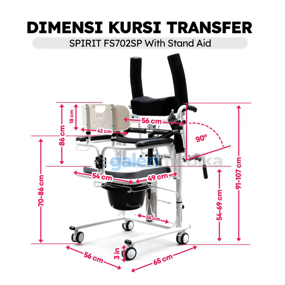SPIRIT Kursi Transfer Pasien + Alat Berdiri & Commode Chair Hidrolik 3 Fungsi FS702SP SPIRIT Kursi Transfer Pasien + Alat Berdiri & Commode Chair Hidrolik 3 Fungsi FS702SP