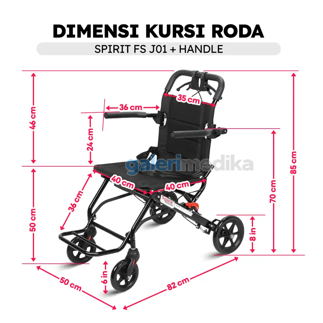 SPIRIT Kursi Roda PORTABLE + Handle Lipat Tipis Aluminium Travel Wheelchair FSJ01 SPIRIT Kursi Roda PORTABLE + Handle Lipat Tipis Aluminium Travel Wheelchair FSJ01