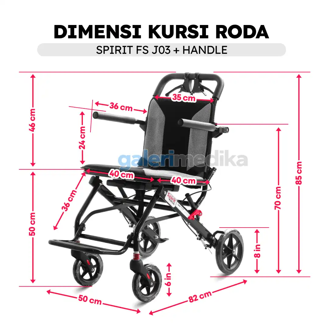 SPIRIT Kursi Roda Travel + Handle Lipat Tipis Aluminium Wheelchair FSJ03 SPIRIT Kursi Roda Travel + Handle Lipat Tipis Aluminium Wheelchair FSJ03