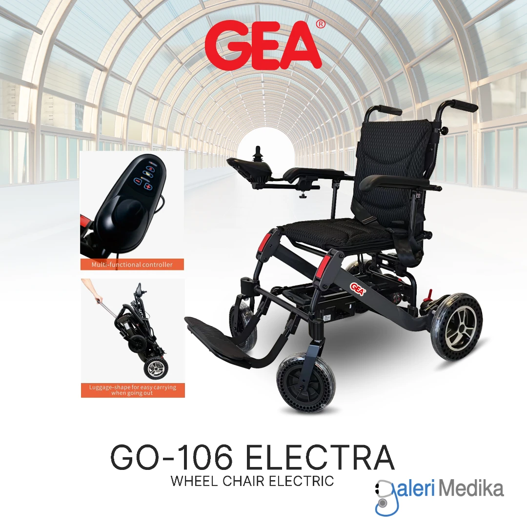 Kursi Roda Travel Elektrik GEA GO-106 Electra + Handle Brushless Motor & Li-Ion Battery