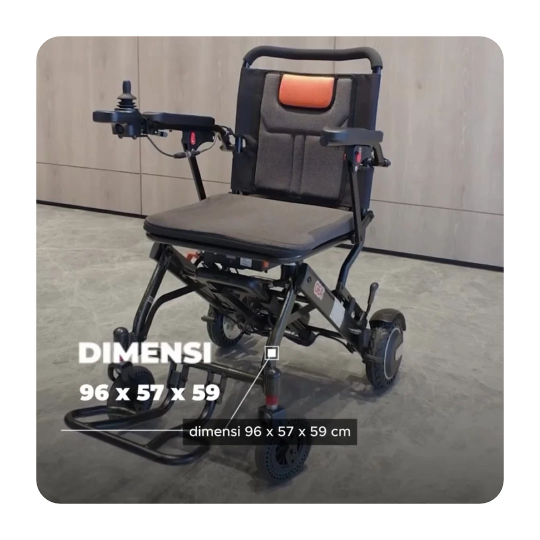 Kursi Roda Travel Elektrik GEA GO-125 Electra PORTABLE + Handle Roda Anti BOCOR