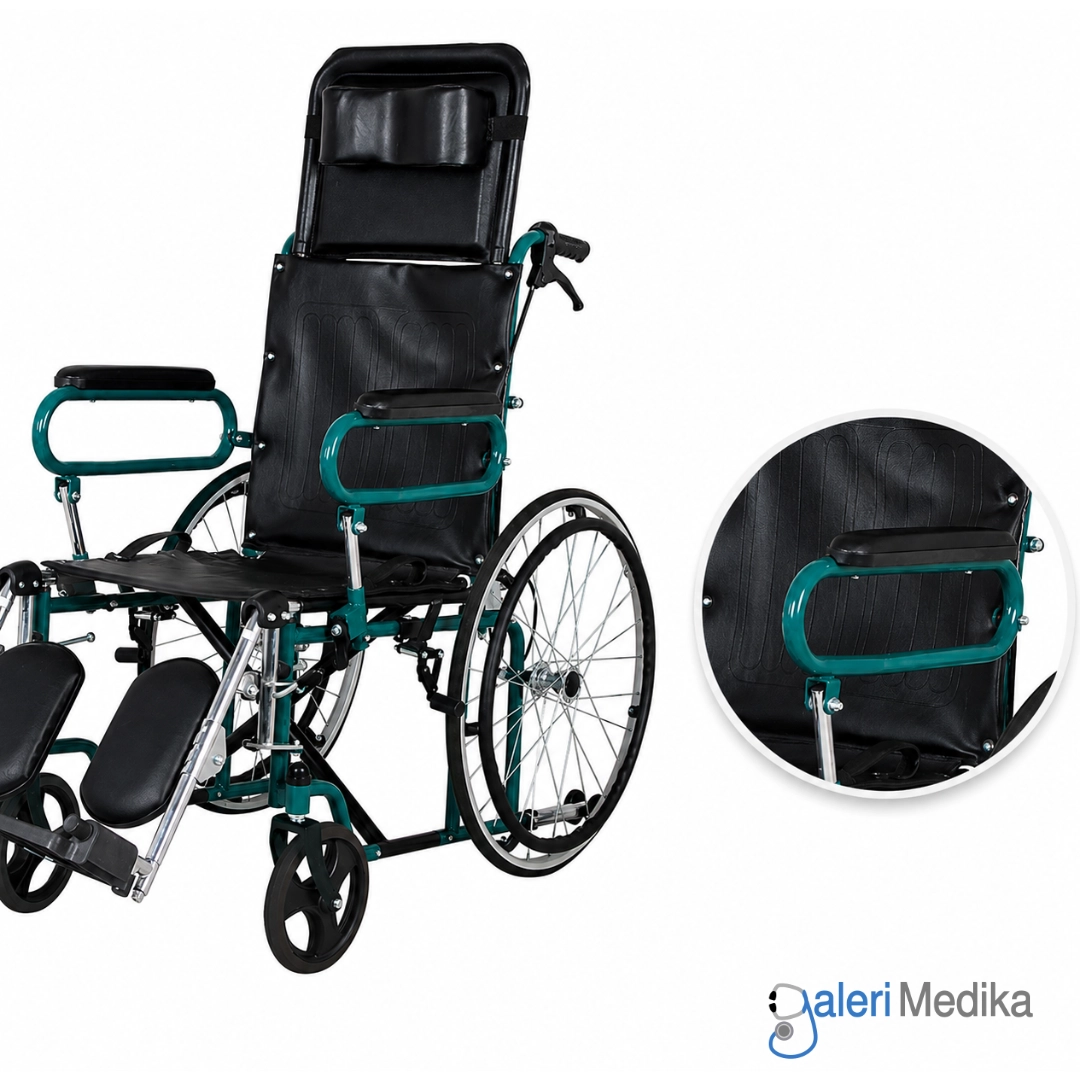 Kursi Roda Reclining SPIRIT FS 902GC Steel Wheelchair 2in1