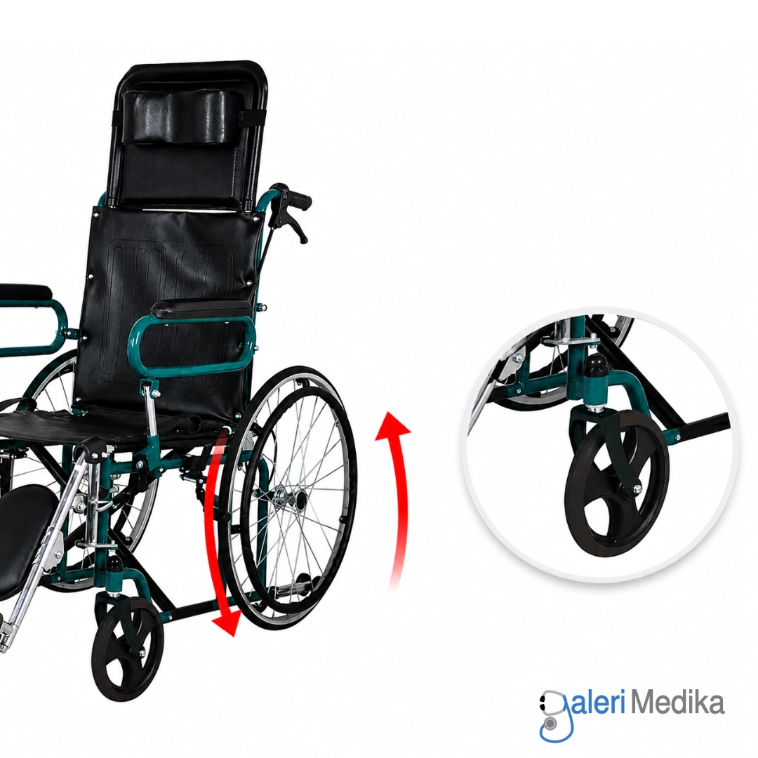 Kursi Roda Reclining SPIRIT FS 902GC Steel Wheelchair 2in1