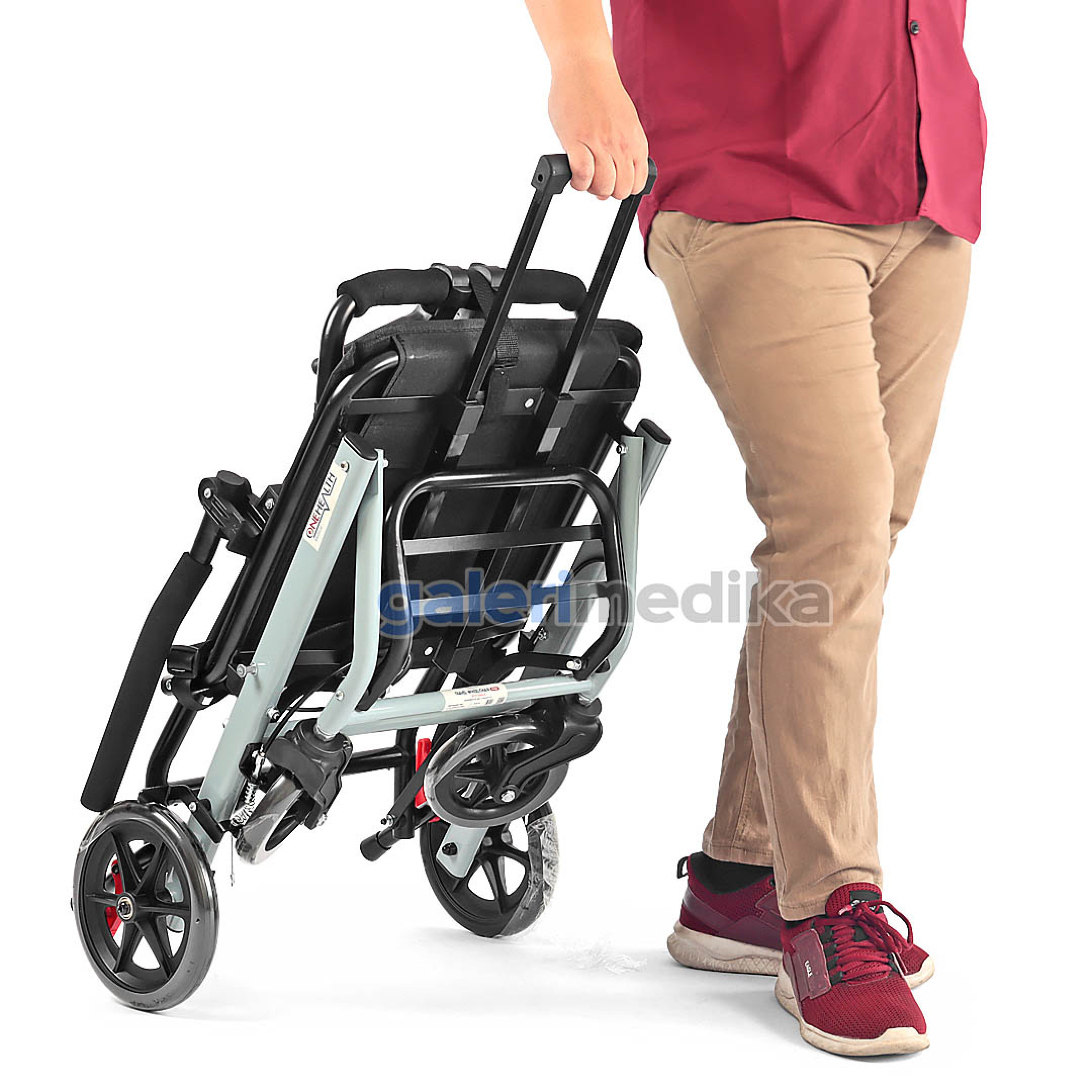 Kursi Roda Travel OneHealth DY800 + Handle FREE Tas | Galeri Medika
