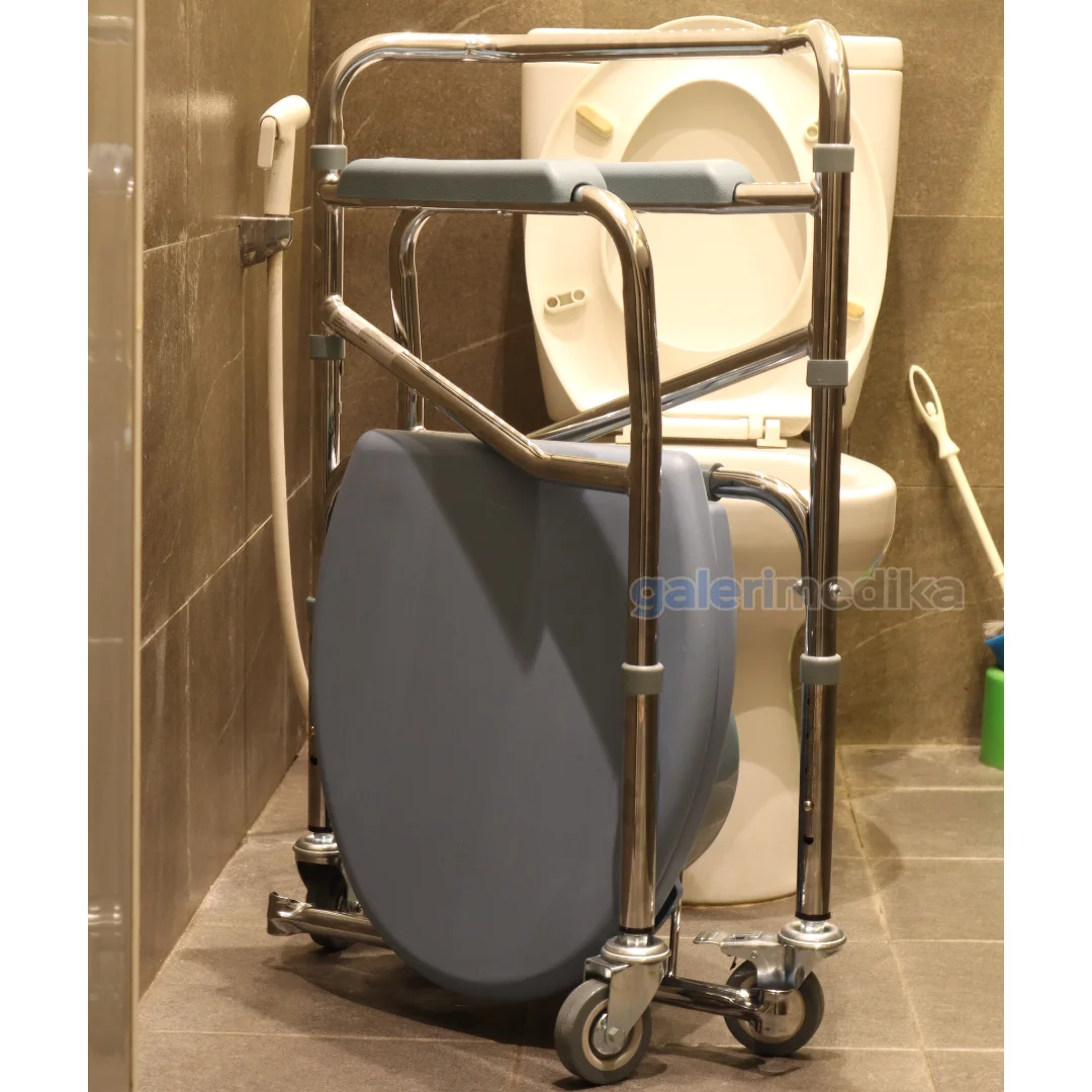 Commode Chair OneHealth KY696 Toilet Portable + Roda