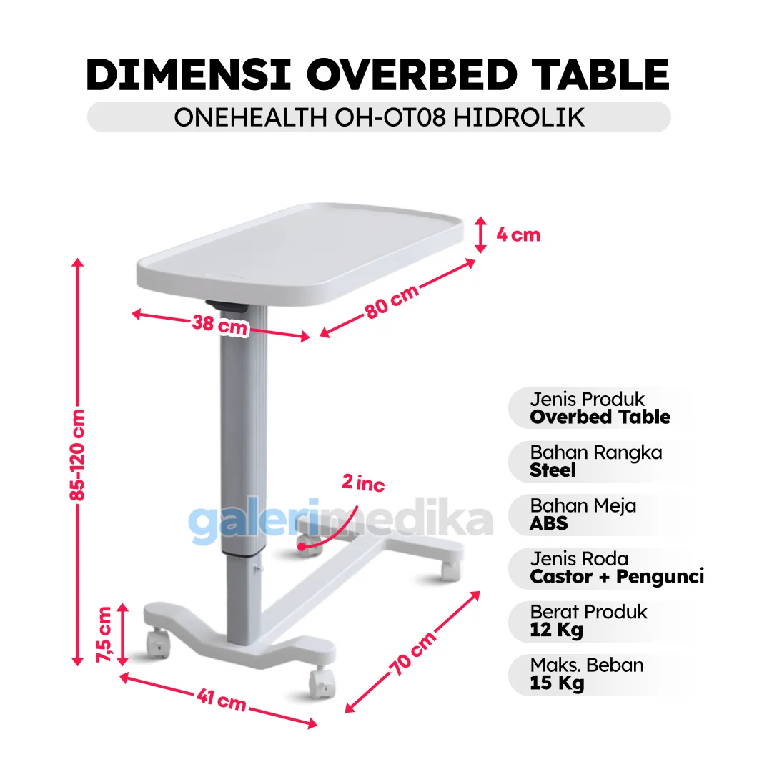 Meja PORTABLE Hidrolik OneHealth OH-OT08 ABS Overbed Table Meja PORTABLE Hidrolik OneHealth OH-OT08 ABS Overbed Table