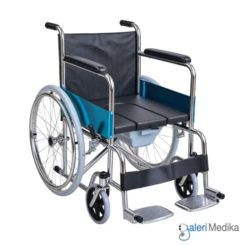 SPIRIT Kursi Roda + Commode Chair Tempat BAB Chrome Steel Wheelchair FS609 SPIRIT Kursi Roda + Commode Chair Tempat BAB Chrome Steel Wheelchair FS609