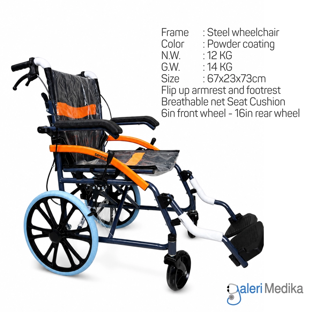 Kursi Roda Travel Serenity 303.C LIPAT TIPIS Steel Wheelchair Kursi Roda Travel Serenity 303.C LIPAT TIPIS Steel Wheelchair