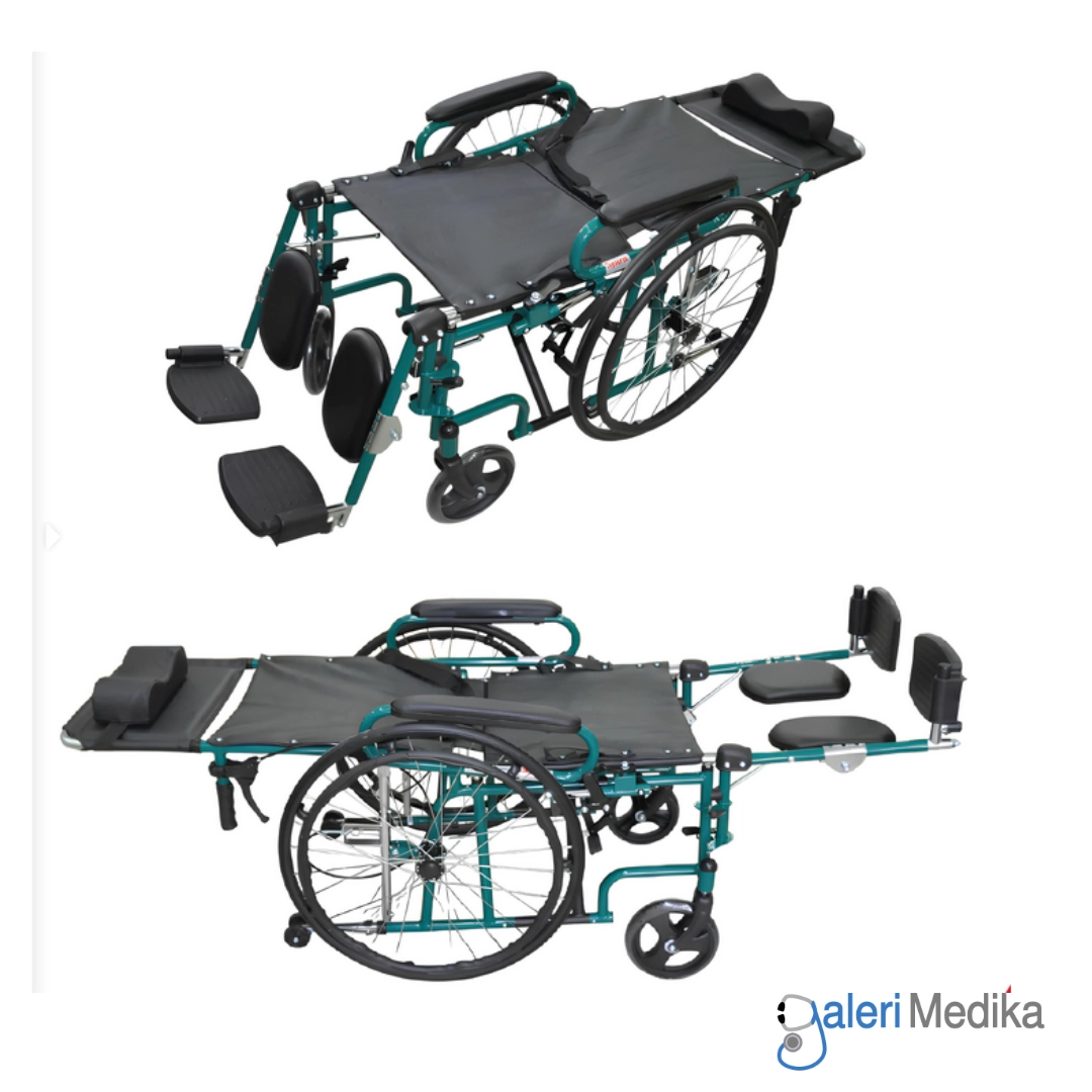 Kursi Roda Reclining SPIRIT FS 902GC Steel Wheelchair 2in1