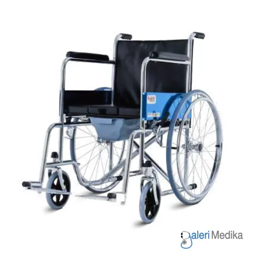 SPIRIT Kursi Roda + Commode Chair Tempat BAB Chrome Steel Wheelchair FS609