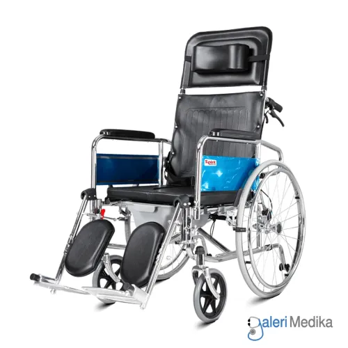 SPIRIT Kursi Roda 3in1 + Reclining + Commode Chair Rebahan & BAB Chrome Steel Wheelchair FS609GC