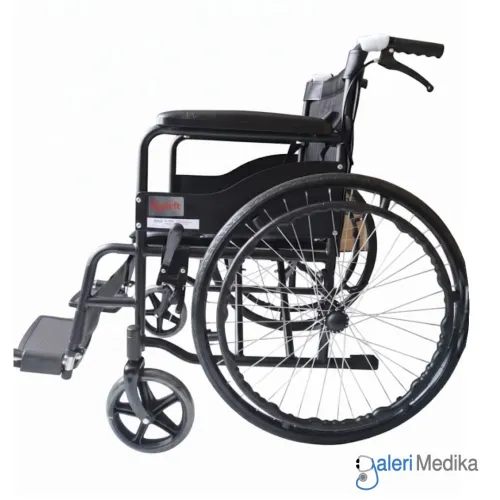 SPIRIT Kursi Roda Manual Velg Jari Black Steel Wheelchair FS875-H