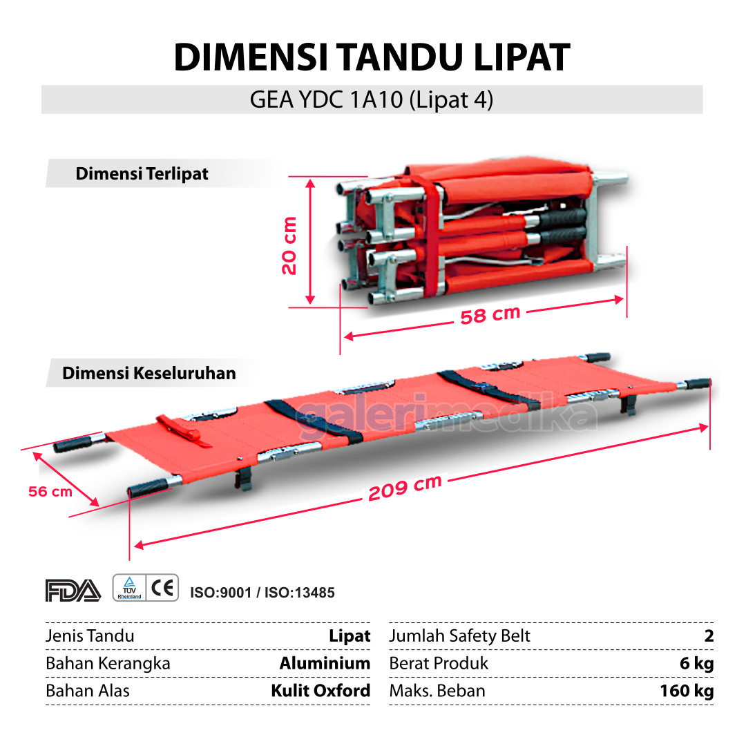 Tandu Lipat 4 GEA YDC 1A10 Folding Stretcher