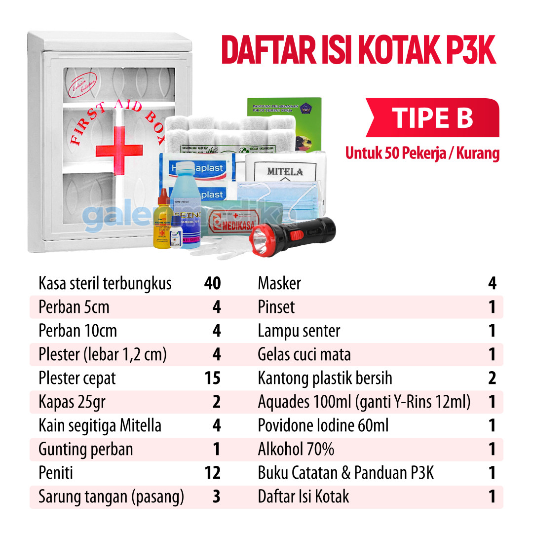 Kotak P3K Tipe B + Lengkap Dengan Isi