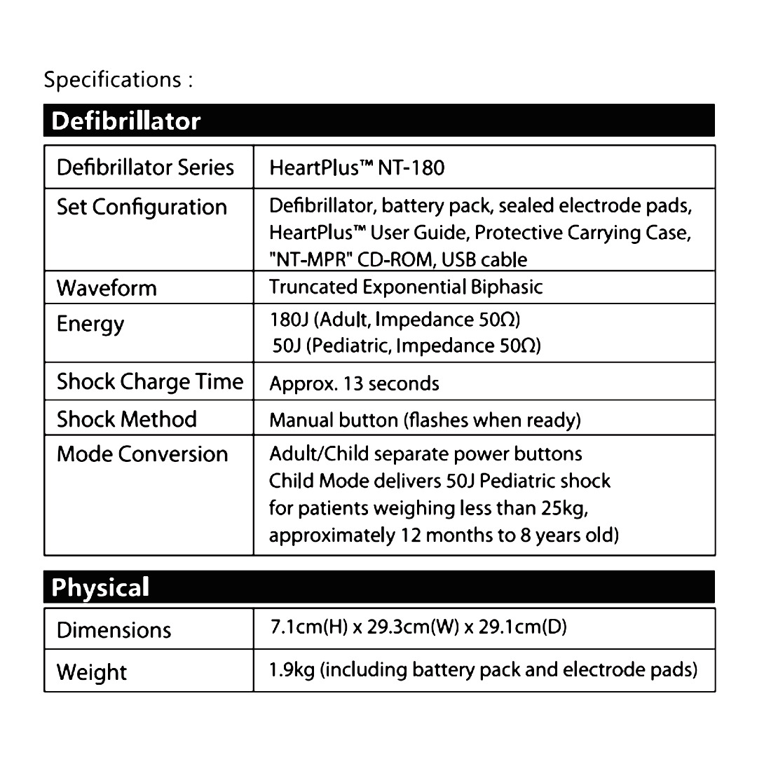 Nesco AED Defibrillator HeartPlus NT-180