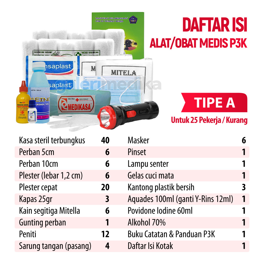 Alat/Obat Medis P3K Tipe A Isi Lengkap