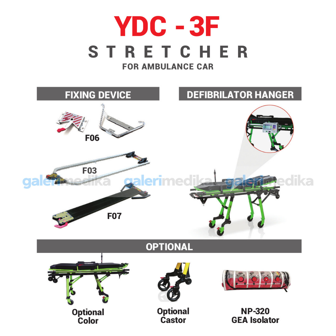 Brankar Ambulans GEA YDC 3FWF Stretcher For Ambulance