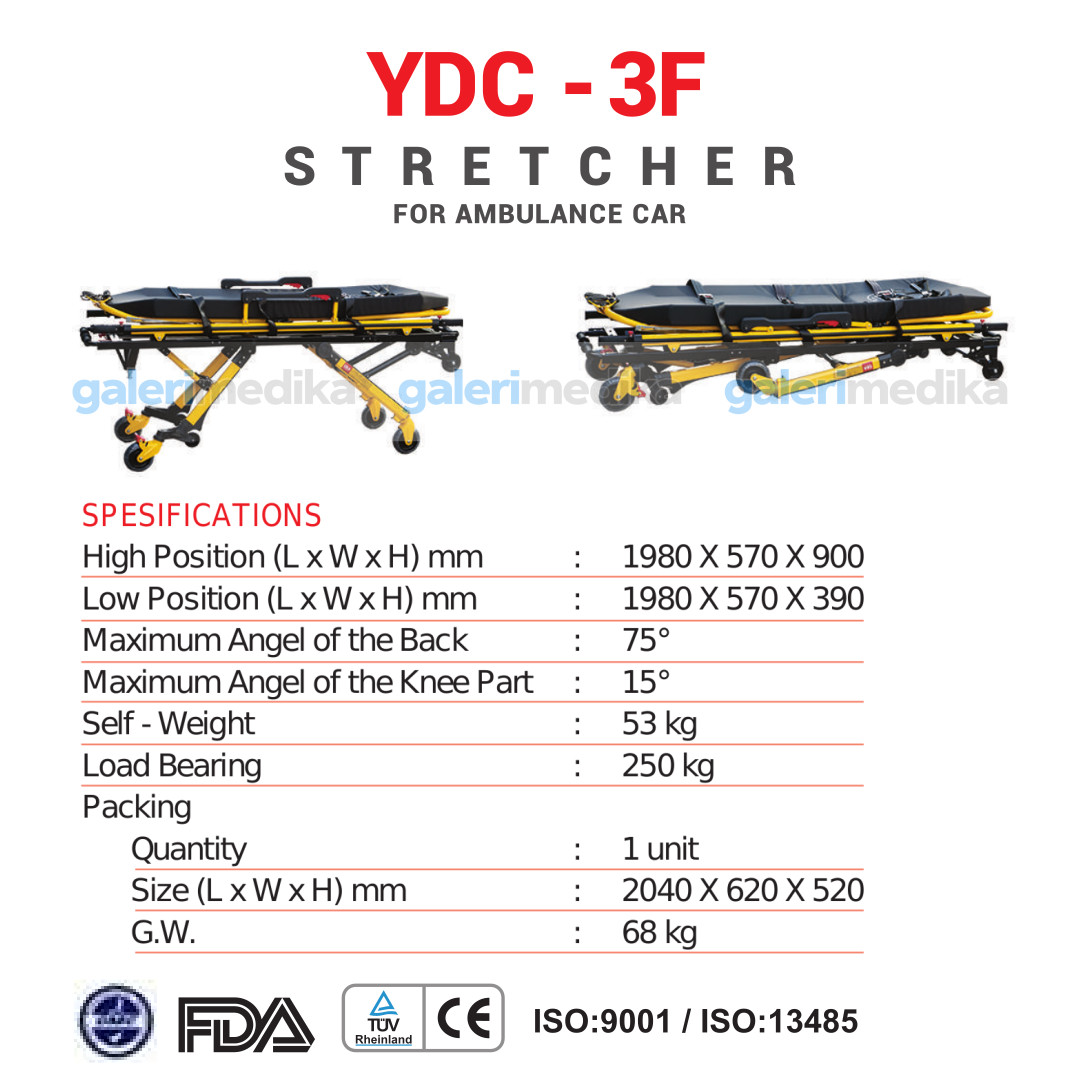 Brankar Ambulans GEA YDC 3FWF Stretcher For Ambulance