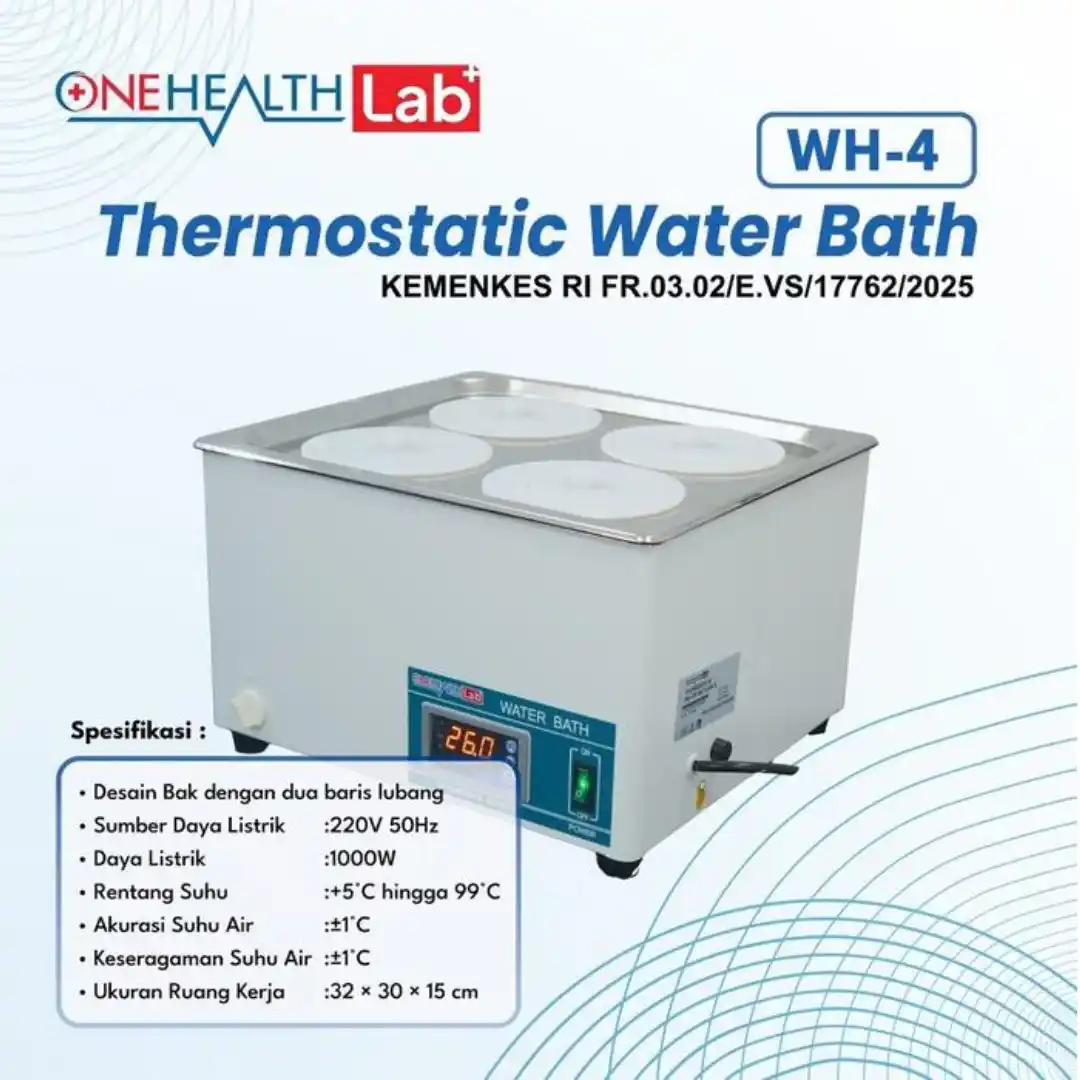 Digital Water Bath Laboratorium 4 Lubang OneHealth LAB+ WH-4 Digital Water Bath Laboratorium 4 Lubang OneHealth LAB+ WH-4