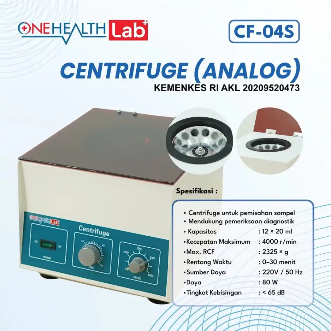 Analog Centrifuge OneHealth LAB+ CF-04S 12 Hole Alat Sentrifus Laboratorium Analog Centrifuge OneHealth LAB+ CF-04S 12 Hole Alat Sentrifus Laboratorium