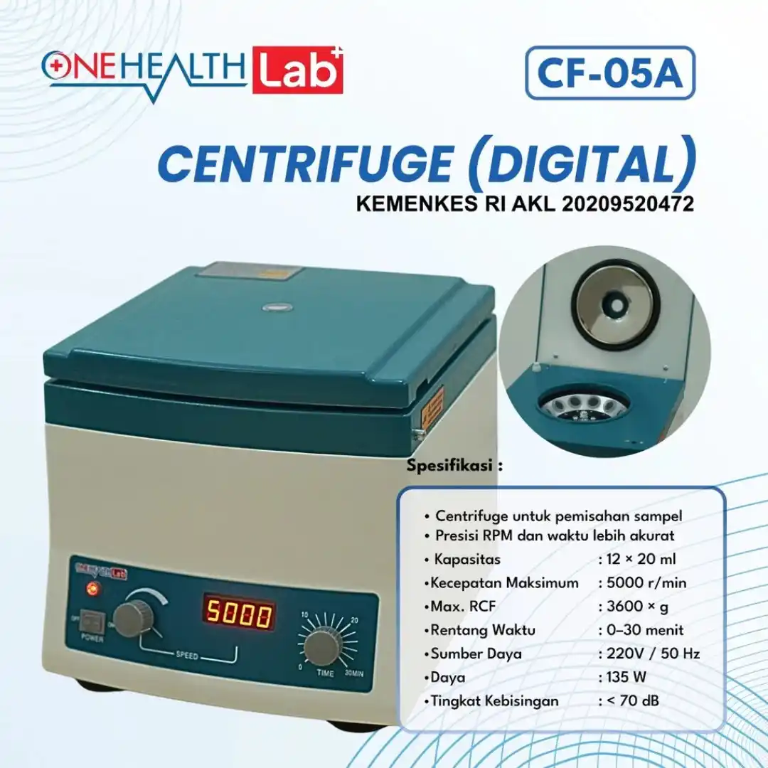 Digital Centrifuge OneHealth LAB+ CF-05A 12 Hole Alat Sentrifus Laboratorium Digital Centrifuge OneHealth LAB+ CF-05A 12 Hole Alat Sentrifus Laboratorium