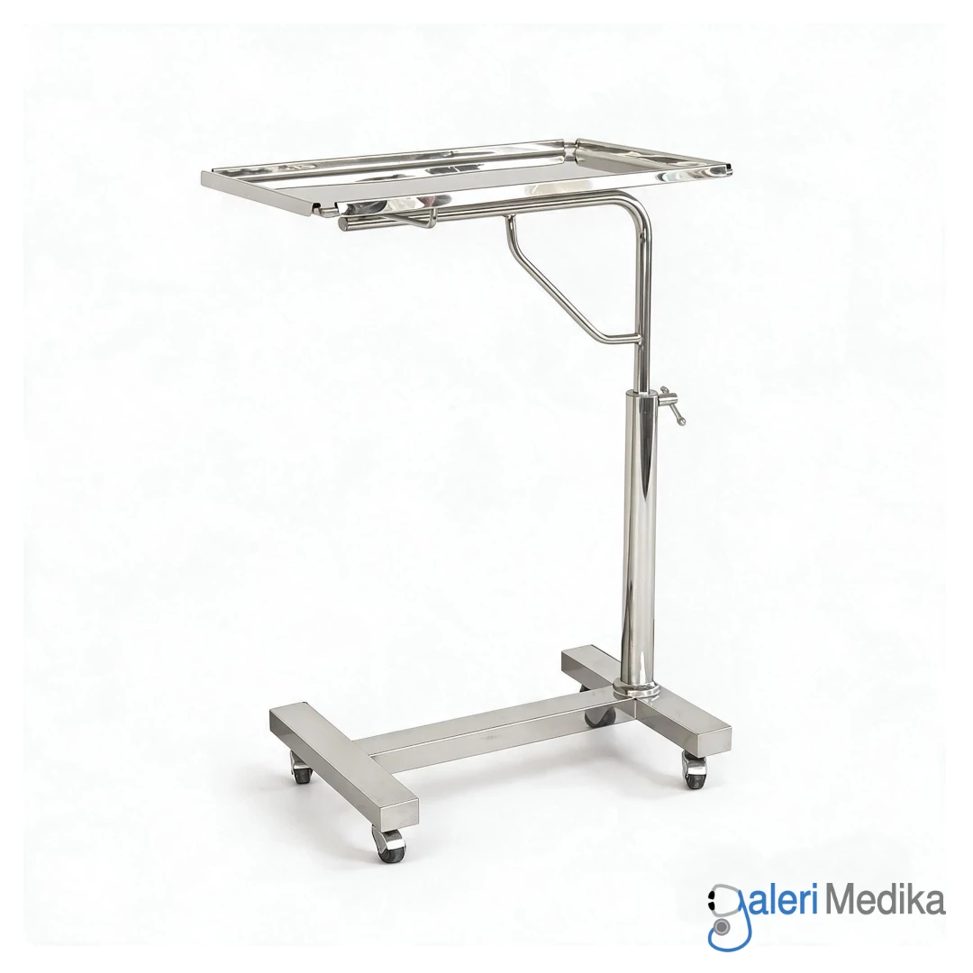 Meja Mayo Stainless Steel Indomed 4 Roda Height Adjustable Meja Mayo Stainless Steel Indomed 4 Roda Height Adjustable
