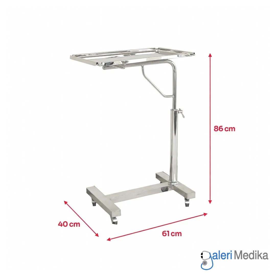 Meja Mayo Stainless Steel Indomed 4 Roda Height Adjustable Meja Mayo Stainless Steel Indomed 4 Roda Height Adjustable