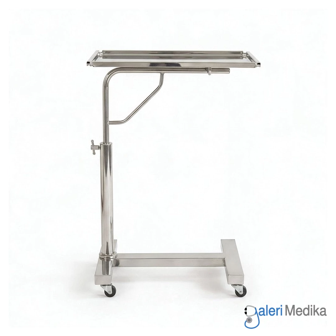 Meja Mayo Stainless Steel Indomed 4 Roda Height Adjustable Meja Mayo Stainless Steel Indomed 4 Roda Height Adjustable