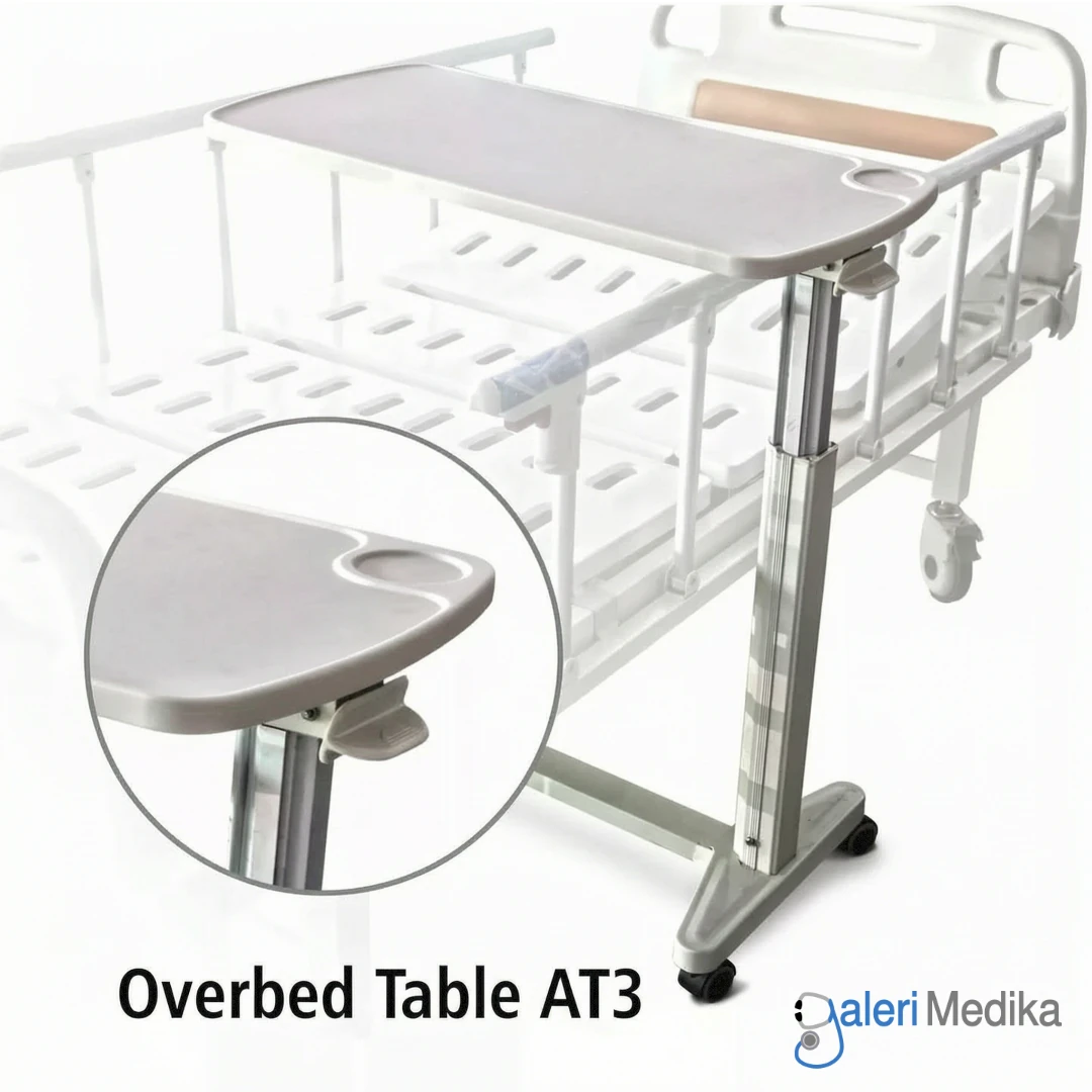 Meja Portable Pasien Onemed AT-3 Aluminium Overbed Table