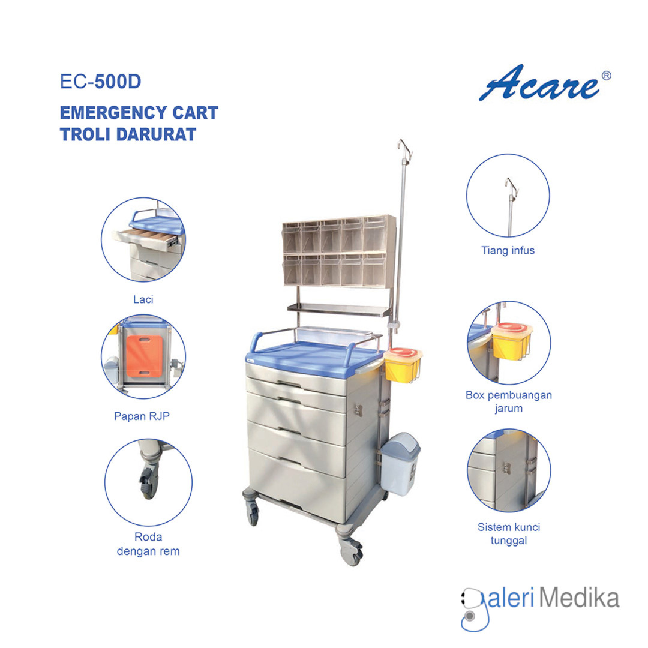 Emergency Cart Acare EC 500D | Galeri Medika