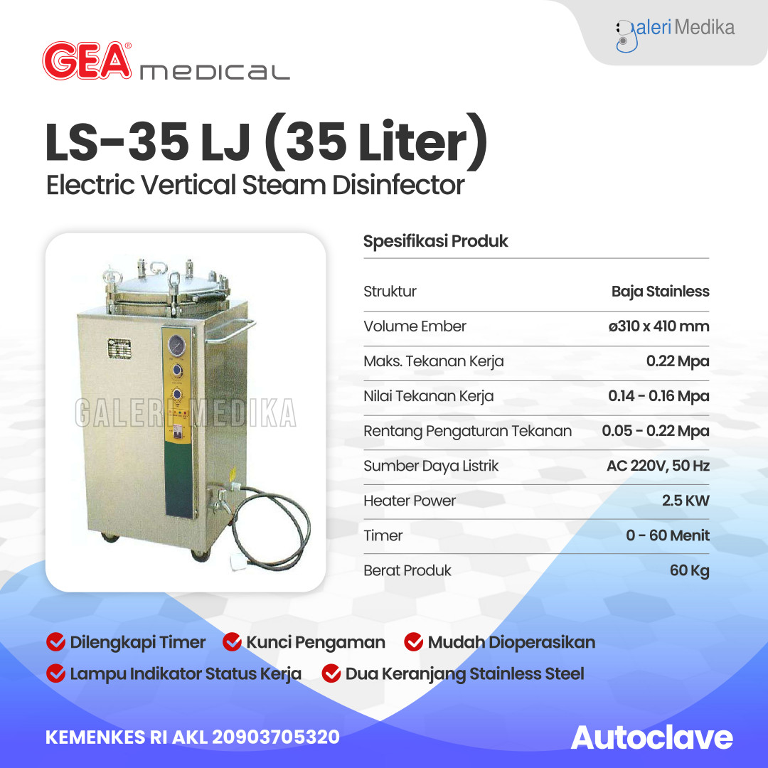 Autoclave 35 Liter GEA LS-35LJ Steam Sterilizer
