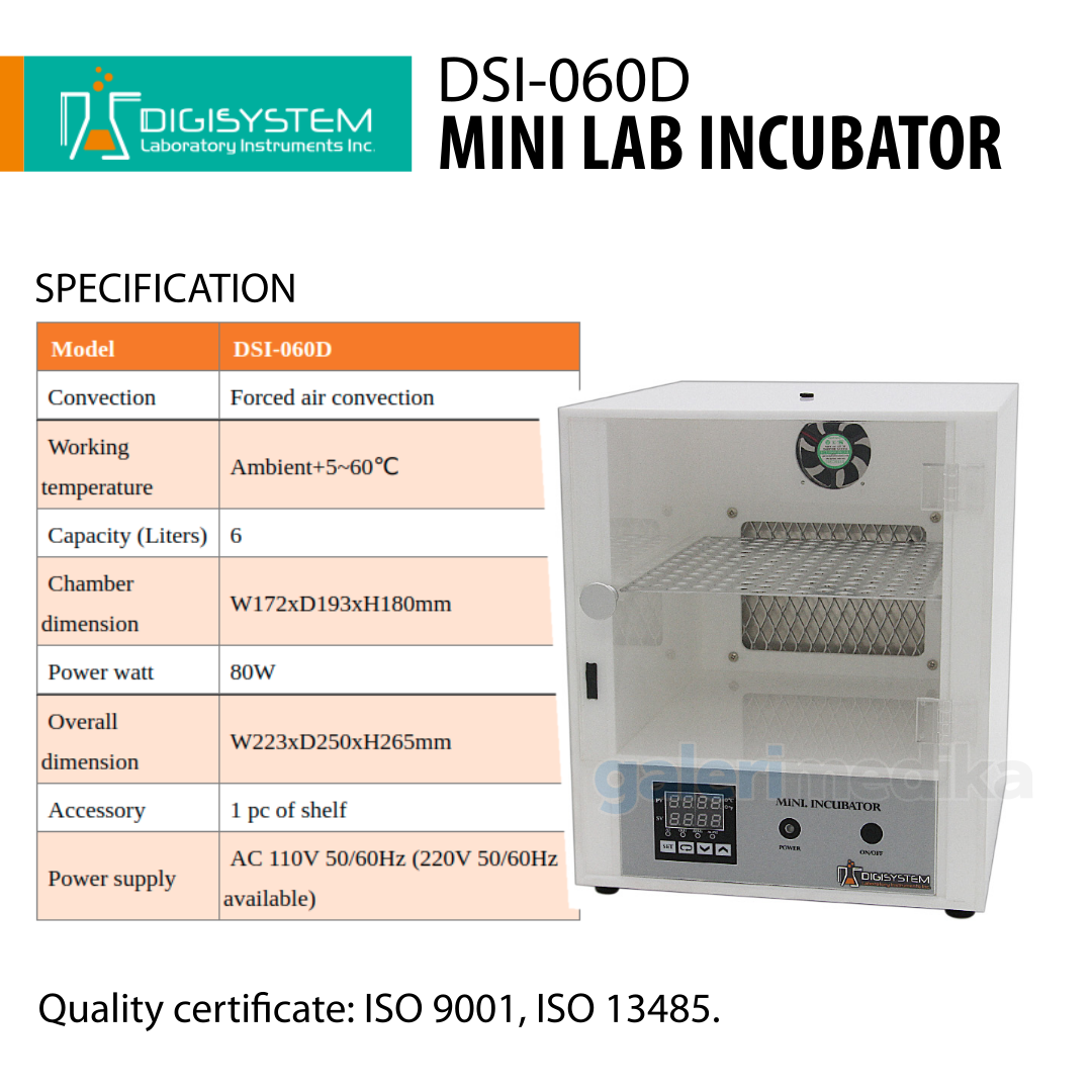 Mini Lab Incubator Digisystem DSI-060D 6 Liter