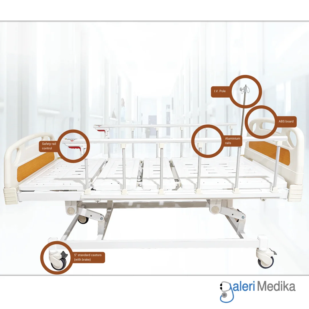 Ranjang Pasien GEA HB 3030W Manual Hospital Bed 3 Crank