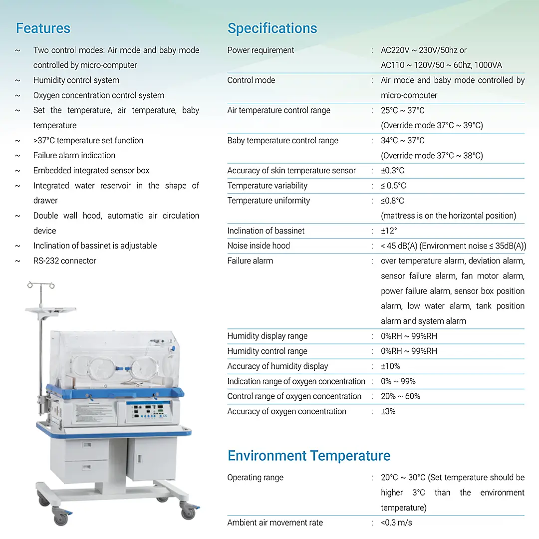 Inkubator Bayi GEA YP-970 Infant Incubator Double Wall Hood