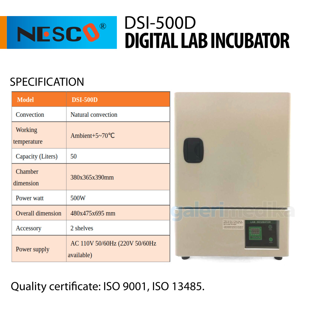 Lab Incubator Nesco DSI-500D 50 Liter