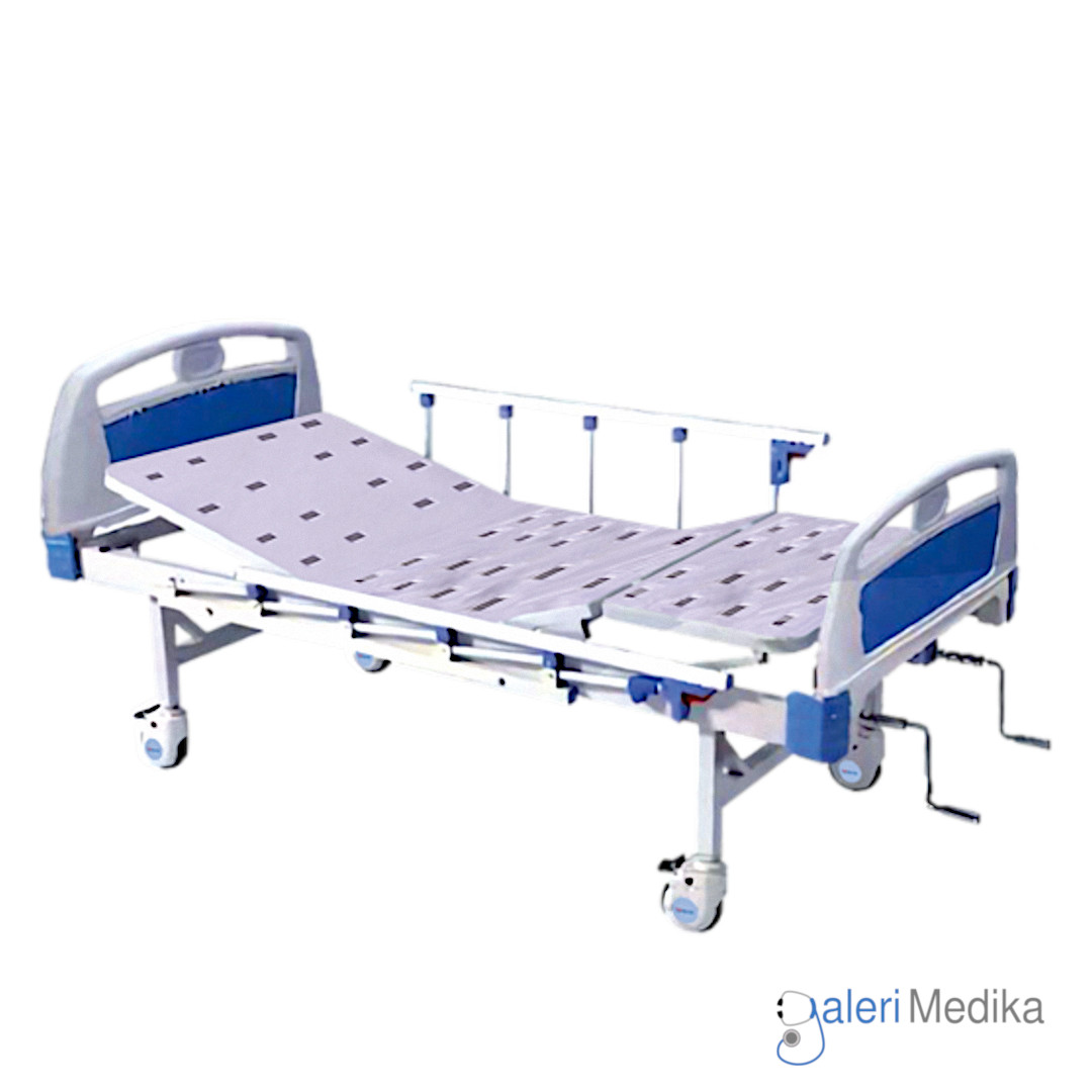 Ranjang Pasien OneHealth Manual Hospital Bed Deluxe 2 Crank + Tiang Infus