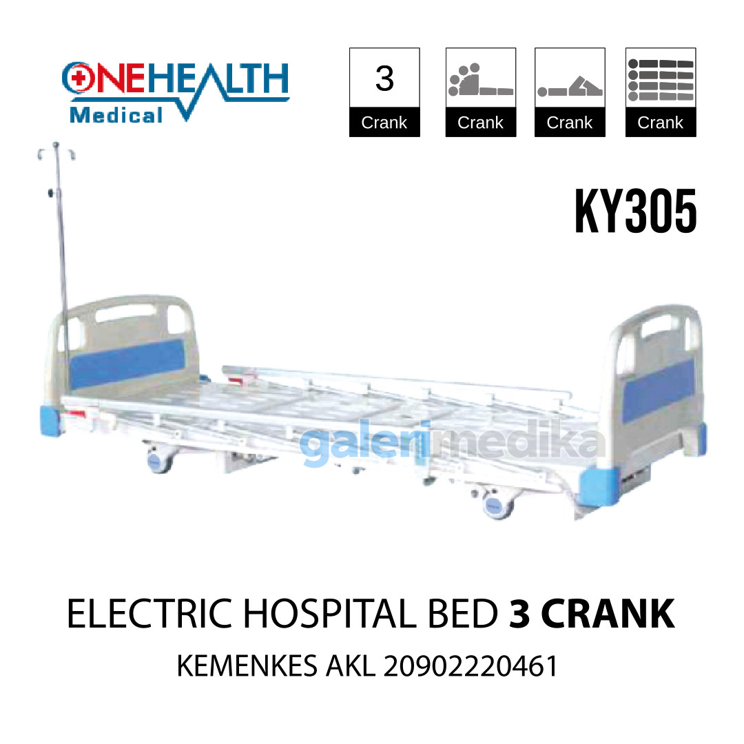 Ranjang Pasien OneHealth Electric Hospital Bed Deluxe 3 Crank
