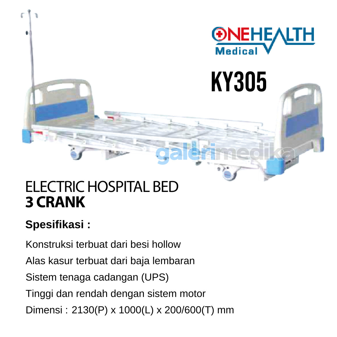 Ranjang Pasien OneHealth Electric Hospital Bed Deluxe 3 Crank