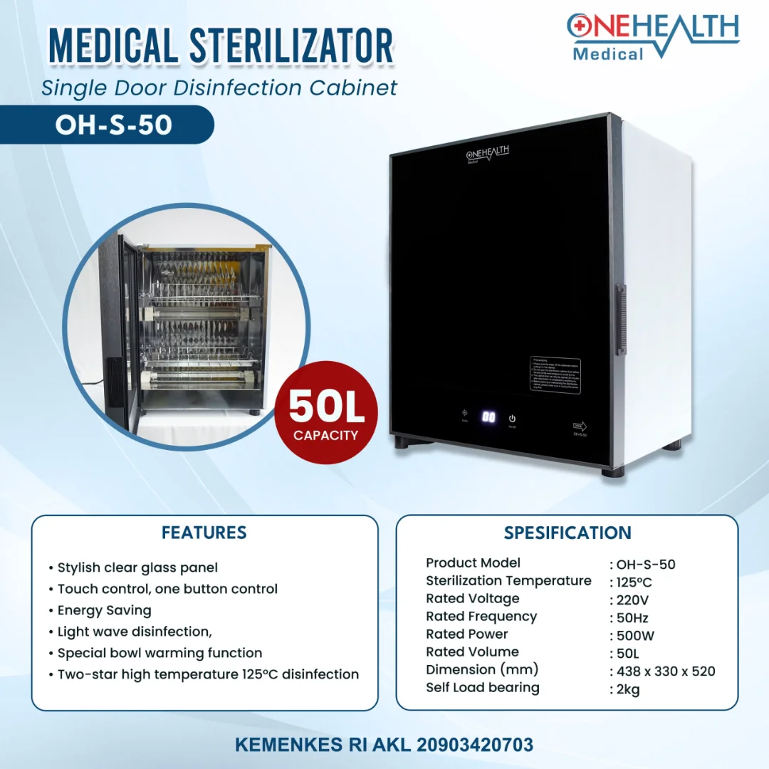 Sterilisator Kering 1 Pintu OneHealth OH-S-50 Medical Sterilizer 50 Liter Sterilisator Kering 1 Pintu OneHealth OH-S-50 Medical Sterilizer 50 Liter