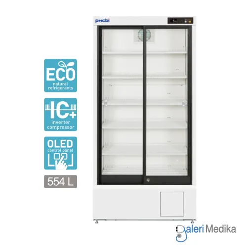 PHCbi ECO Pharmaceutical Refrigerator 554L Kulkas Farmasi OLED Control Panel + USB MPR-S500H-PE