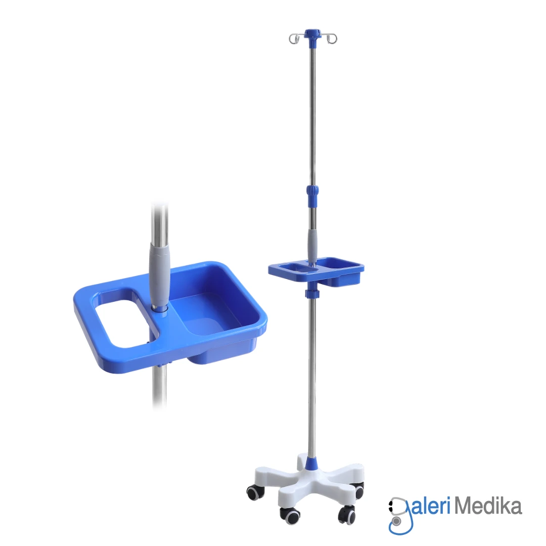 Tiang Infus OneHealth OH-TI02 Stainless Steel IV Infusion Stand with Storage Tray Tiang Infus OneHealth OH-TI02 Stainless Steel IV Infusion Stand with Storage Tray