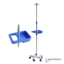 Tiang Infus OneHealth OH-TI02 Stainless Steel IV Infusion Stand with Storage Tray