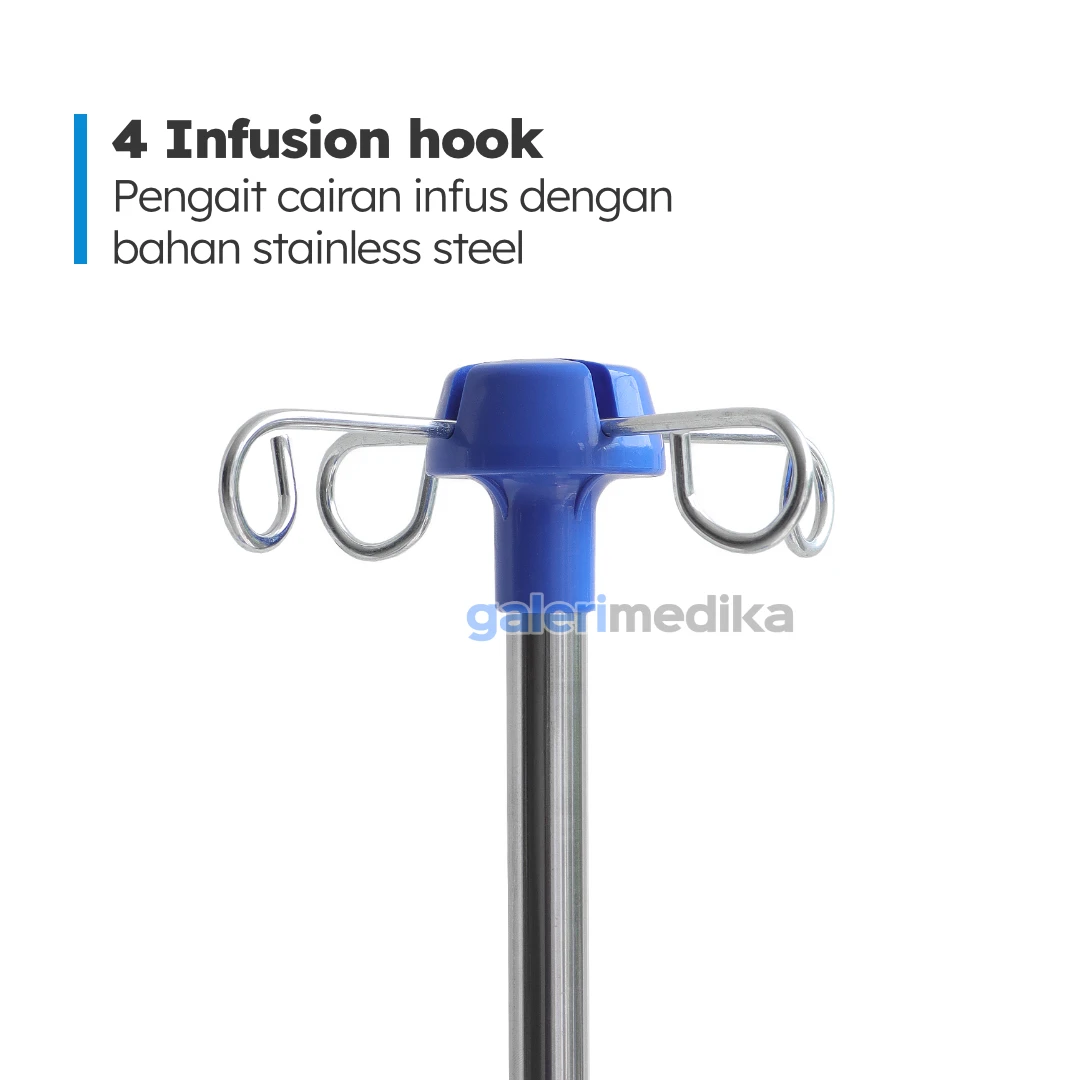 Tiang Infus OneHealth OH-TI02 Stainless Steel IV Infusion Stand with Storage Tray Tiang Infus OneHealth OH-TI02 Stainless Steel IV Infusion Stand with Storage Tray